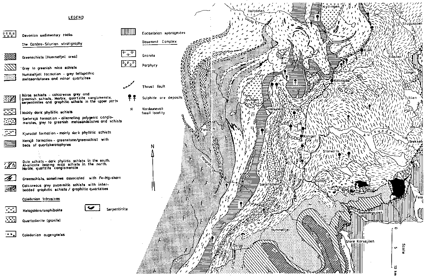 Hessdalen, kart av berggrunnen