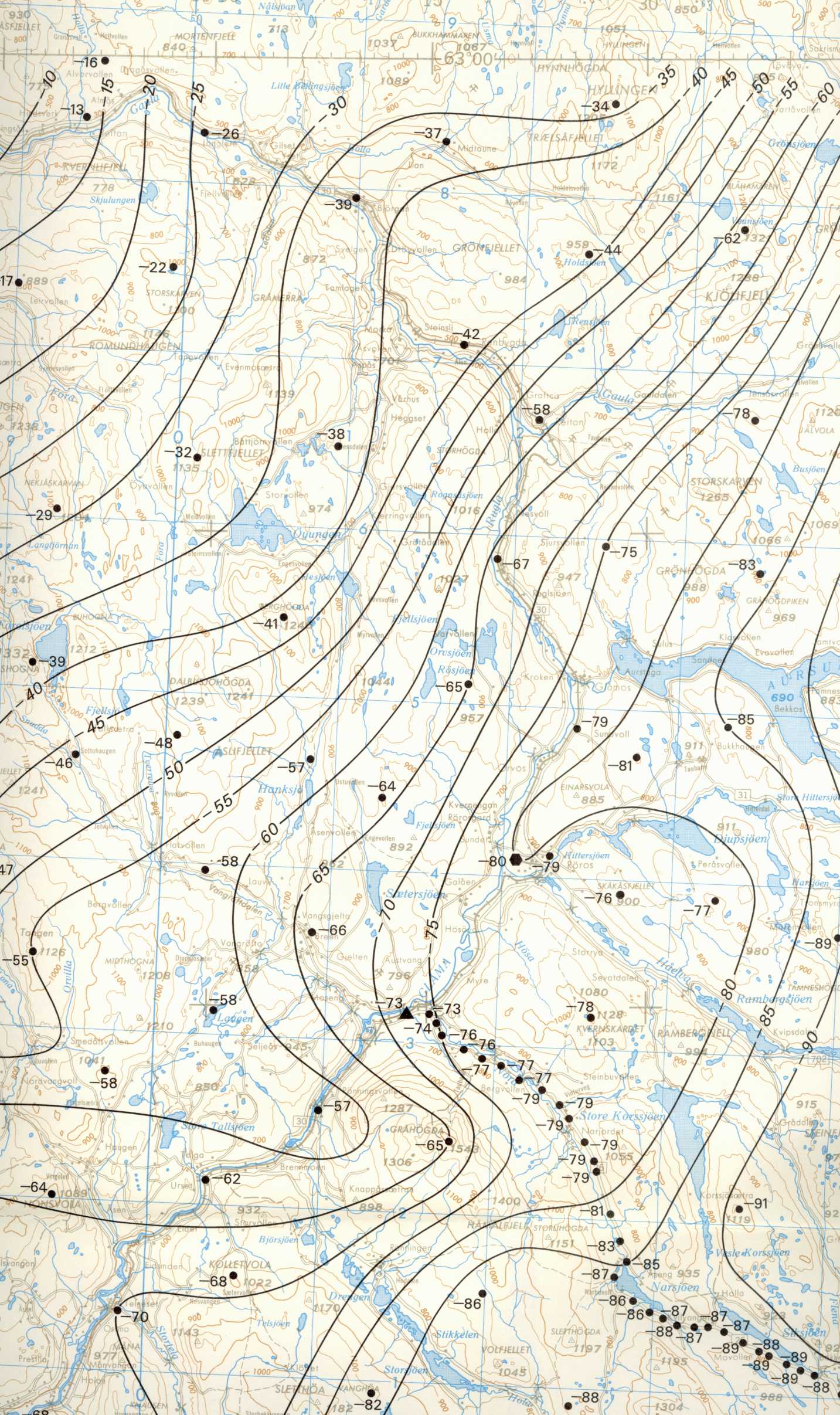 Gravity anomaly map of the Hessdalen district