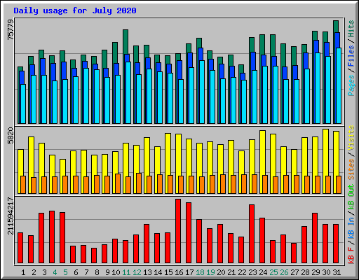 Daily usage for July 2020