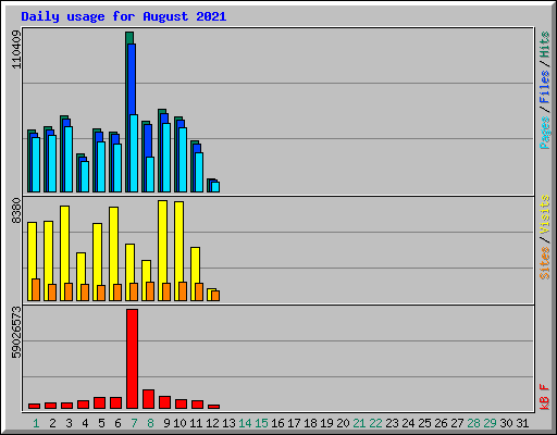 Daily usage for August 2021